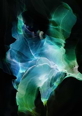 Abstract Blue and Green Flowing Art
