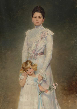 Portrait of Mother and Daughter Painting