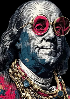 Benjamin Franklin with Pink Glasses