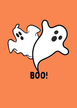Halloween Ghosts with Boo on Orange