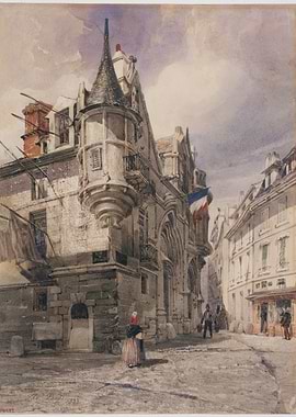 Watercolor Painting of a French Cityscape
