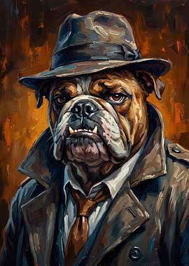 Bulldog Detective Painting