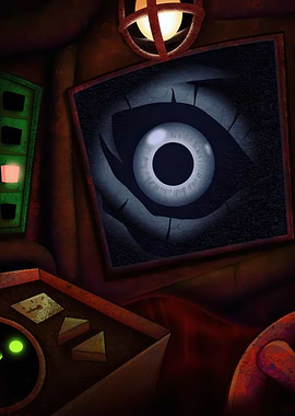 Surveillance Eye in Dark Room