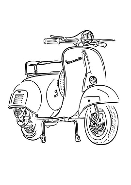 Vespa Scooter Line Art Illustration