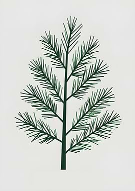 Minimalist Green Pine Tree Illustration