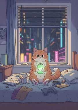 Rainy Night Chill Cat