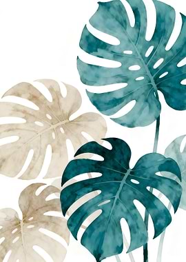 Monstera Leaves Watercolor Art