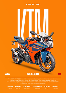 KTM RC 390 Motorcycle Poster