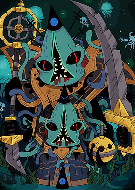 Cultic Sea Monster Illustration