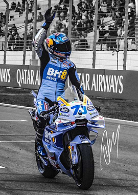 Alex Marquez Motorcycle Racer Victory Celebration