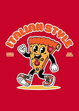 Cartoon Pizza Slice Italian Style