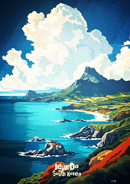 Jeju Do South Korea Art Poster