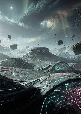 Alien Landscape with Floating Rocks