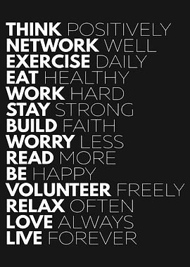 Inspirational Words on Black Background