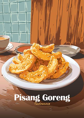 Pisang Goreng Indonesian Food Illustration