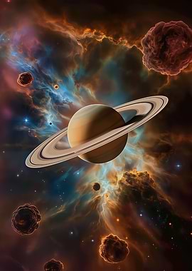 Saturn in Nebula