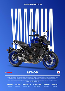 Yamaha MT-09 Motorcycle Poster