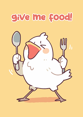 Give me food! Cartoon Duck