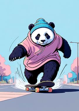 Panda on Skateboard