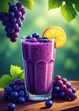 Berry Smoothie with Grapes and Lemon