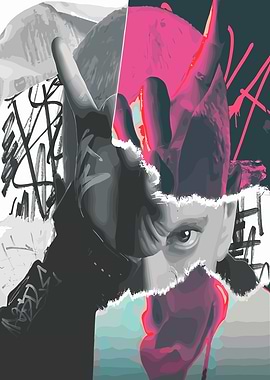 Abstract Portrait with Graffiti Elements