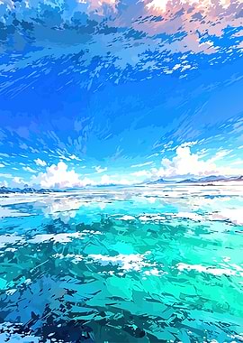 Vibrant Ocean and Sky Landscape