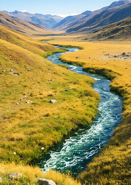 Mountain Valley River Landscape