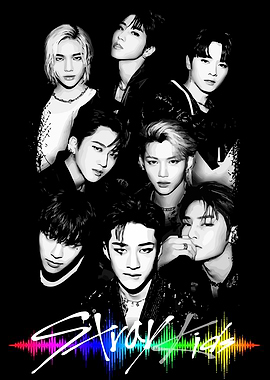 Stray Kids Group Portrait Black and White