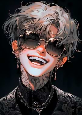 Smiling Anime Man with Sunglasses