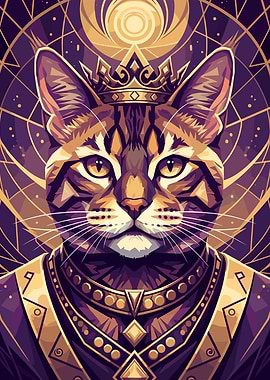 Regal Cat Portrait with Crown