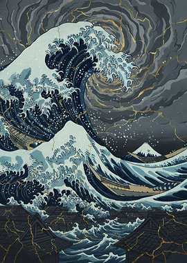 Great Wave Kintsugi Art