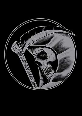 Grim Reaper Skull in Circle