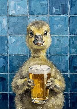Duckling with Beer Painting