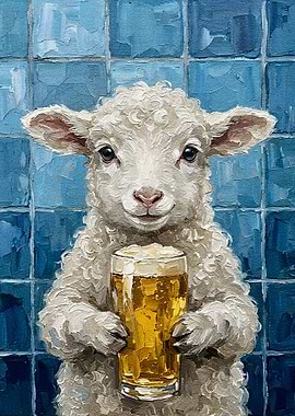 Lamb with Beer Painting