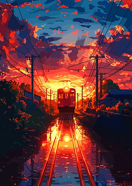 Train at Sunset