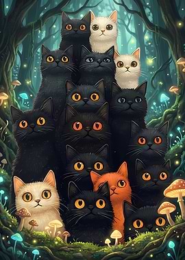 Cats in Enchanted Forest