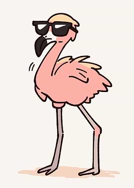 Cool Flamingo with Sunglasses Cartoon