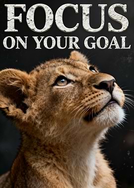 Lion Cub Focus on Your Goal