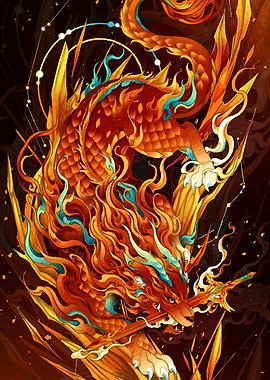 Fiery Dragon Digital Art