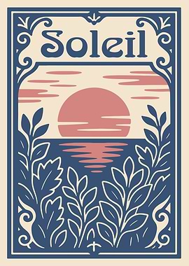 Soleil Art Nouveau Landscape Poster