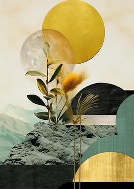 Abstract Nature and Geometric Shapes Art