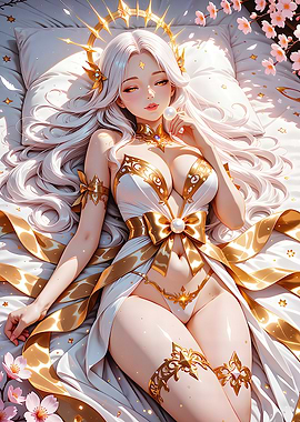 Anime Girl with Golden Halo and Dress