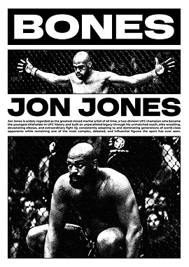 Jon Jones UFC Black and White Poster