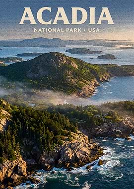 Acadia National Park Vintage Travel Poster