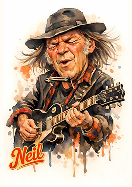 Neil Young Watercolor Portrait