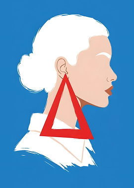 Woman with Red Triangle Earring