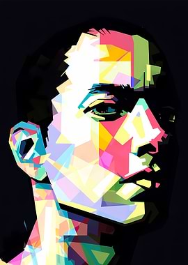 eminem Colorful Geometric Portrait on Black Background