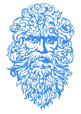 Blue Bearded Man Illustration