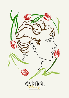 Andy Warhol Drawing | Man in profile