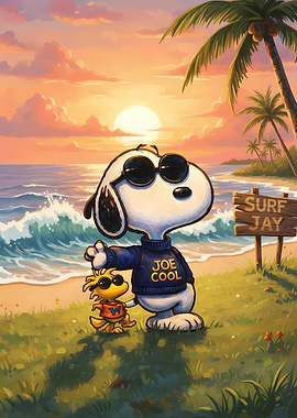 Snoopy and Woodstock at the Beach